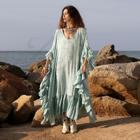 green emerald velvet dress KAFATU Womens Brown Kaftan Dress Maxi African Tribal – AJJAYA main image 0
