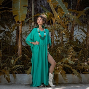 Maxi-jurk van rayonkaftan – boho-strandjurk, abaya-festivaljurk | Rosa