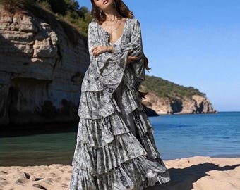 Monsoon Paisley Duster | Inclusive Boho Ruffle Robe – Bali by ZinniaPearl