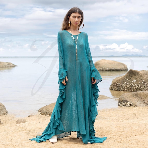 mesh kaftan dress Noor Pastel Blue Mesh Modest Kaftan Dress House Of Haniya