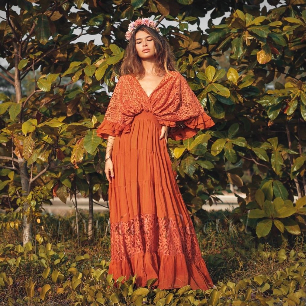 venus boho maxi dress VENUS Wrap Maxi Dress | Orange Multi main image 0