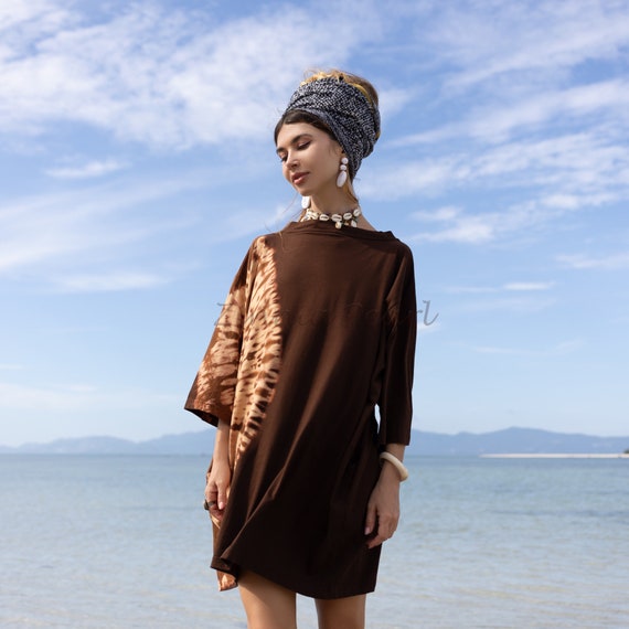 open lace back dress Solar Tie Dye Long Sleeves Midi Shirt Dress E4233A1360 – Agua de Coco