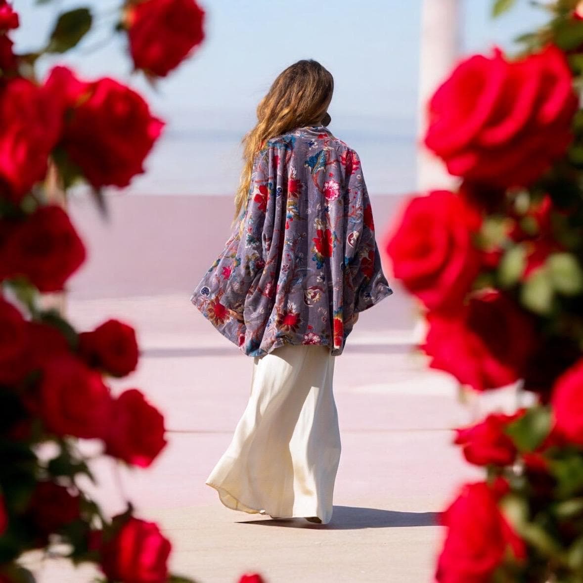 Luxury Velvet Robe Kimono Jacket – Boho Chic Floral Layer Luxury Velvet Robe Kimono Jacket – Boho Chic Floral Layer