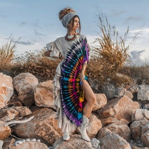Handmade Tie Dye Maxi Kaftan Dress: Boho Cotton Beach Cover-Up - Emma