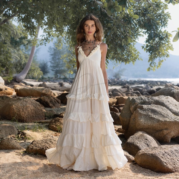 High Neck Lace Dress Cream