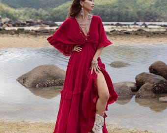 Red Cape Maxi Dress / Neoprene Dress / Plus Size Dress / Maxi Dress With  Pockets / Cape Maxi Dress / Ruffle Maxi Dress / Red Dress #35145 - Etsy