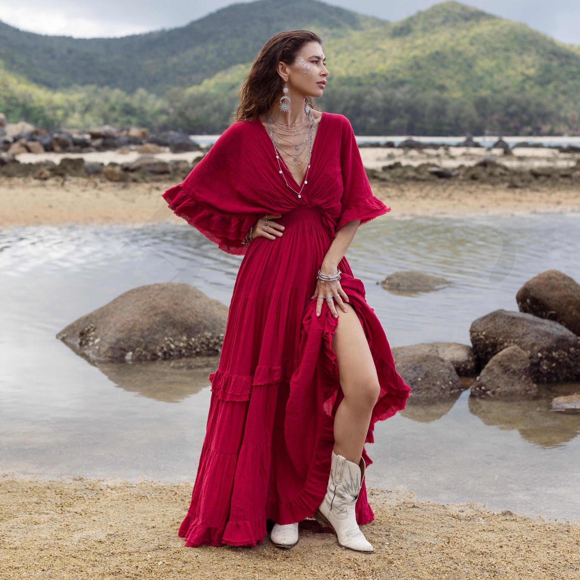 Crimson Maxi Dress - Etsy