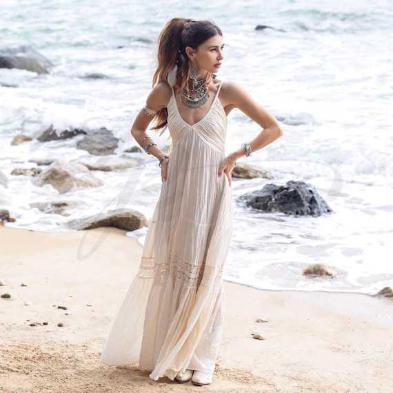 halter beach wedding dresses A-Line Halter Sleeveless Chiffon Long Beach Wedding Dress with Lace Custom Size / Custom Color