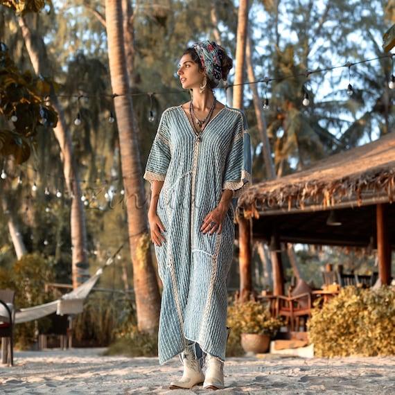 cotton maxi kaftan dress Isadora Maxi Kaftan Cotton Dress As seen in O'Oprah Magazine