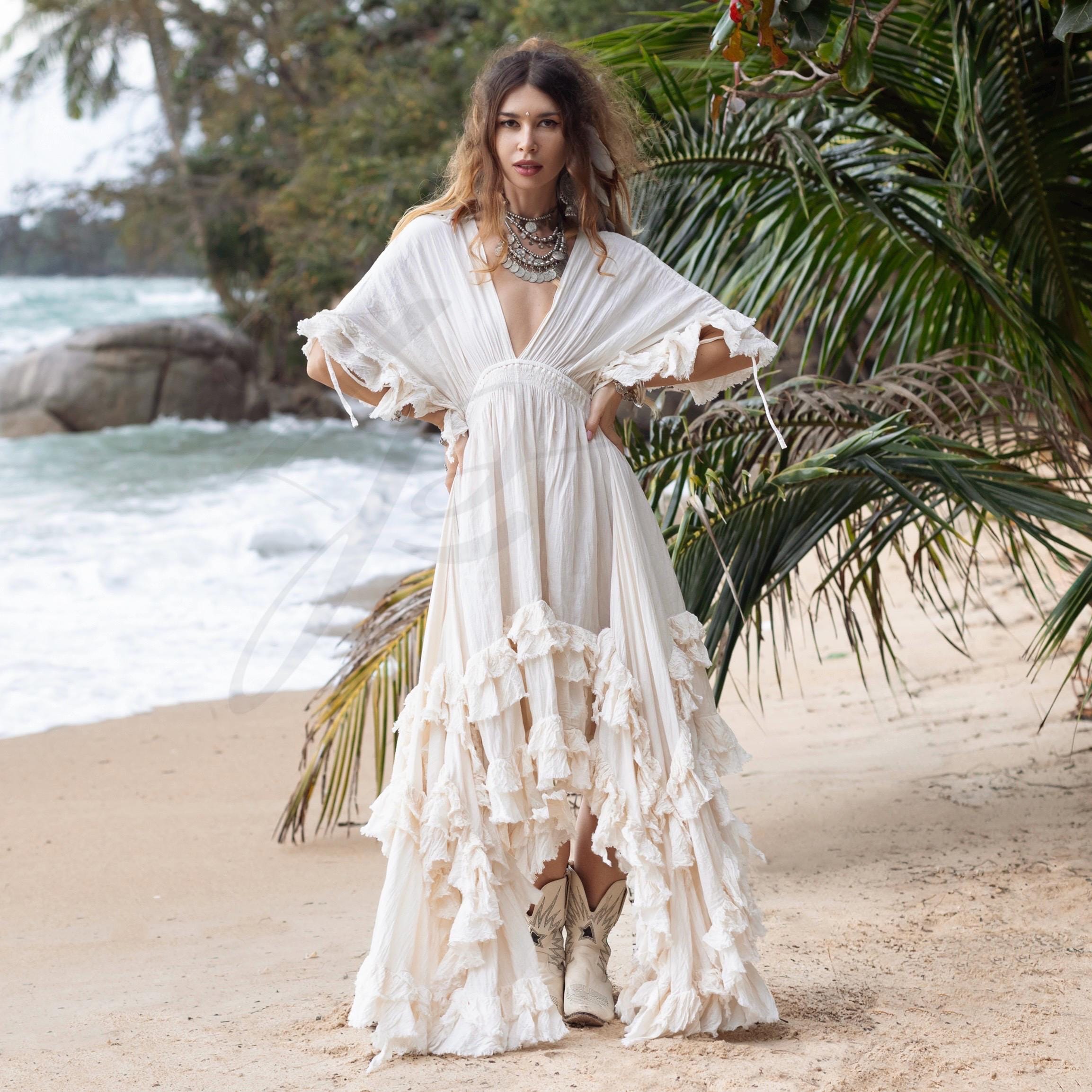 Women's 2025 Floral Summer Dress Smocked V Neck Boho Plus Size Beach