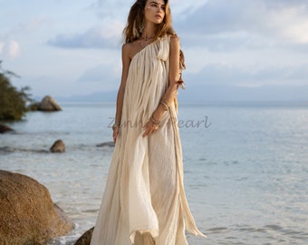 Athena trouwjurk Boho oude wereld bruiloft verloving zigeunerjurk jurk zomer strand verlovingsjurk fotoshoot one size