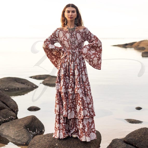 off the shoulder long sleeve floral dress Plus Off Shoulder Long Sleeves Floral Chiffon Dress
