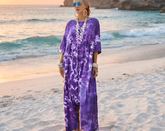 Wisteria Wash Tie Dye Jumpsuit | Plus Size Boho Cotton Harem Romper