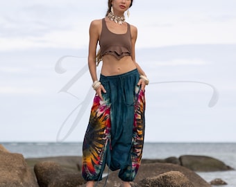 Tie Dye Harem Pants: Boho Cotton Festival Trousers, Plus Size - Vibra