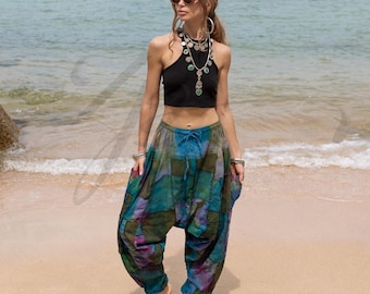 Mystic Peacock Patchwork Harem Pants – Plus Size Boho Cotton Pants | Spiritu