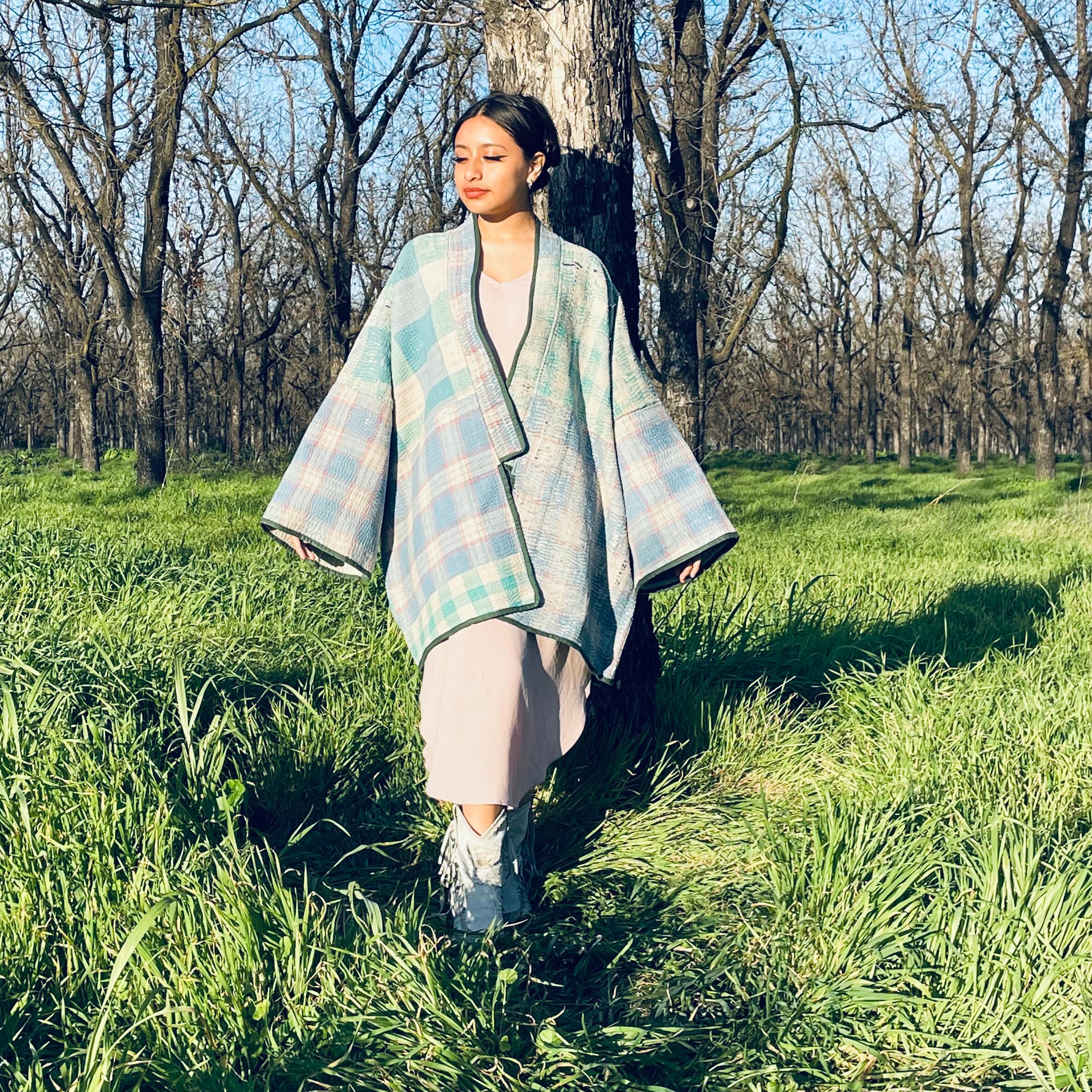 ジャケット・アウター aki Aki Short Jacket Kimono Reversible Vintage Heavy Quilt Handmade