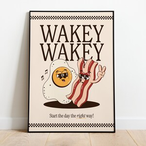 Art mural rétro, Wakey Wakey (œufs et bacon) - (impression A5-A1)