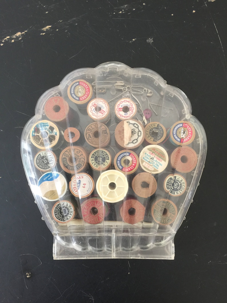 Vintage Spool Case Plastic Shell Thread Holder