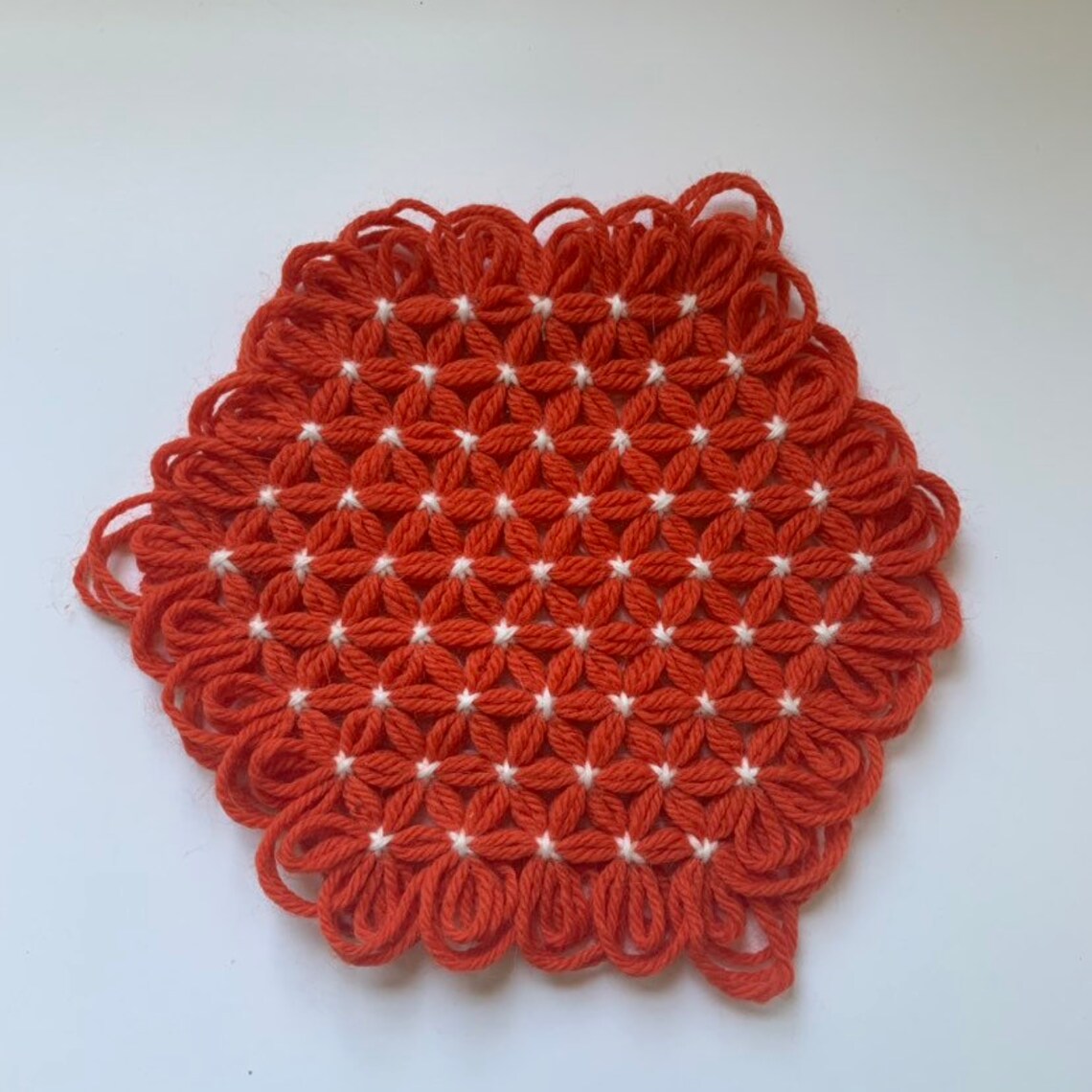 1970s retro floral knit hot pads Etsy