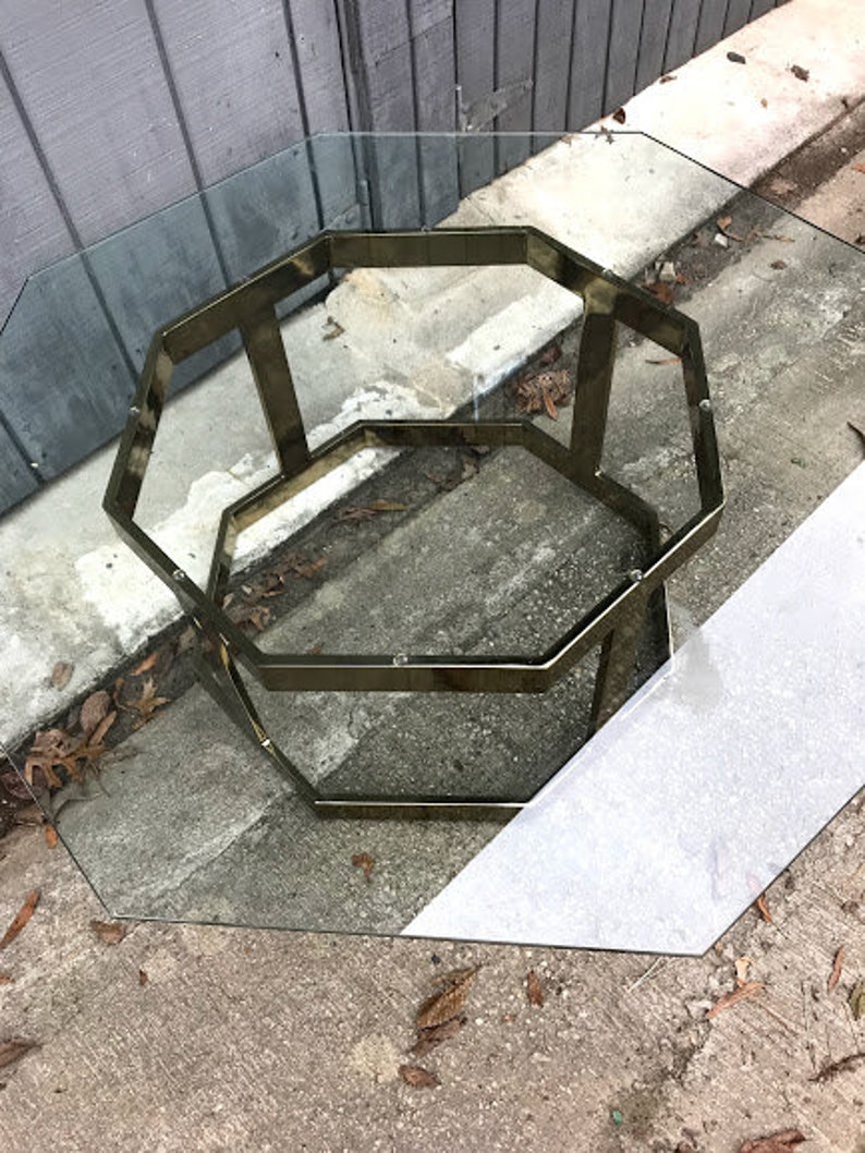 Vintage Octagonal Brass Coffee Table