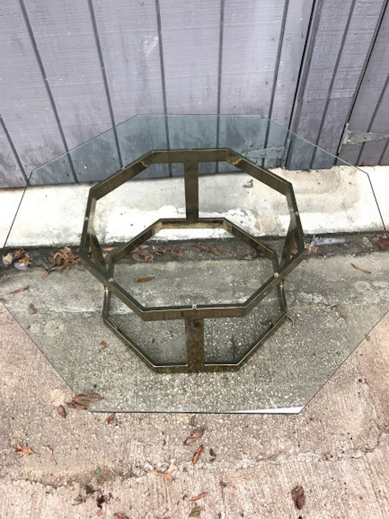 Vintage Octagonal Brass Coffee Table