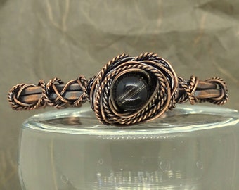 Quartz copper bracelet, unique cuff gemstone jewelry, timeless design jewellery, handmade gift for her, handmade copper jewelry