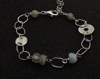 Labradorit Silber Armband, eleganter Edelstein Schmuck, zeitloses Schmuckdesign, handgemachtes Geschenk für Sie,