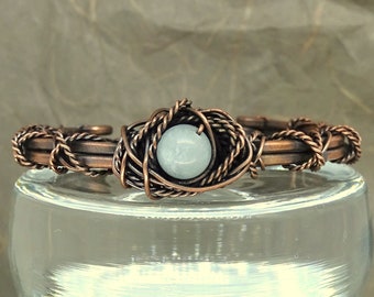 Copper cuff quartz bracelet, elegant gemstone jewelry, timeless design jewellery, handmade handcrafted artisan jewellery, unique gift