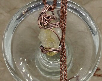 Beautiful citrine necklace, yellow copper pendant, icicle jewelry, boho design fashionable necklace, energy stress free amulet