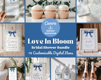 Love in Bloom Bridal Shower Bundle: Editable Canva Templates (Digital Download