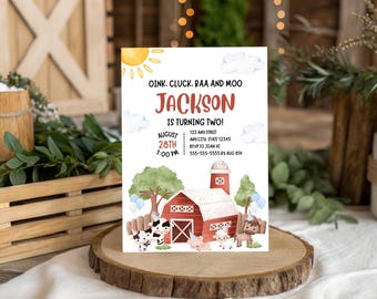 Farm Friends Birthday Invitation: Editable Barnyard Theme (Digital Download)