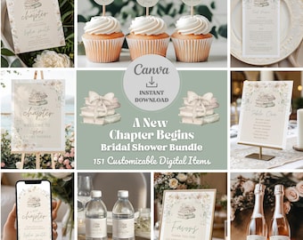 A New Chapter Begins Baby Shower Invitation Bundle: DIY Party Decor (Digital Download)