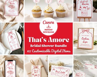 That's Amore Bridal Shower Bundle: Italian Theme, Editable Templates (Digital Download