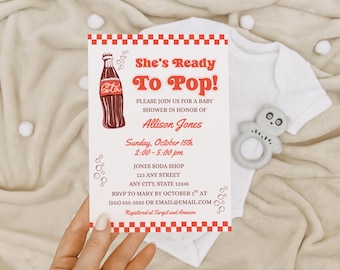She's Ready To Pop Baby Shower Invitation: DIY Digital Invite (5x7, Mobile)