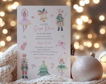Sugar Plum Nutcracker Baby Shower Invitation: DIY Digital Invite (5x7, Mobile)