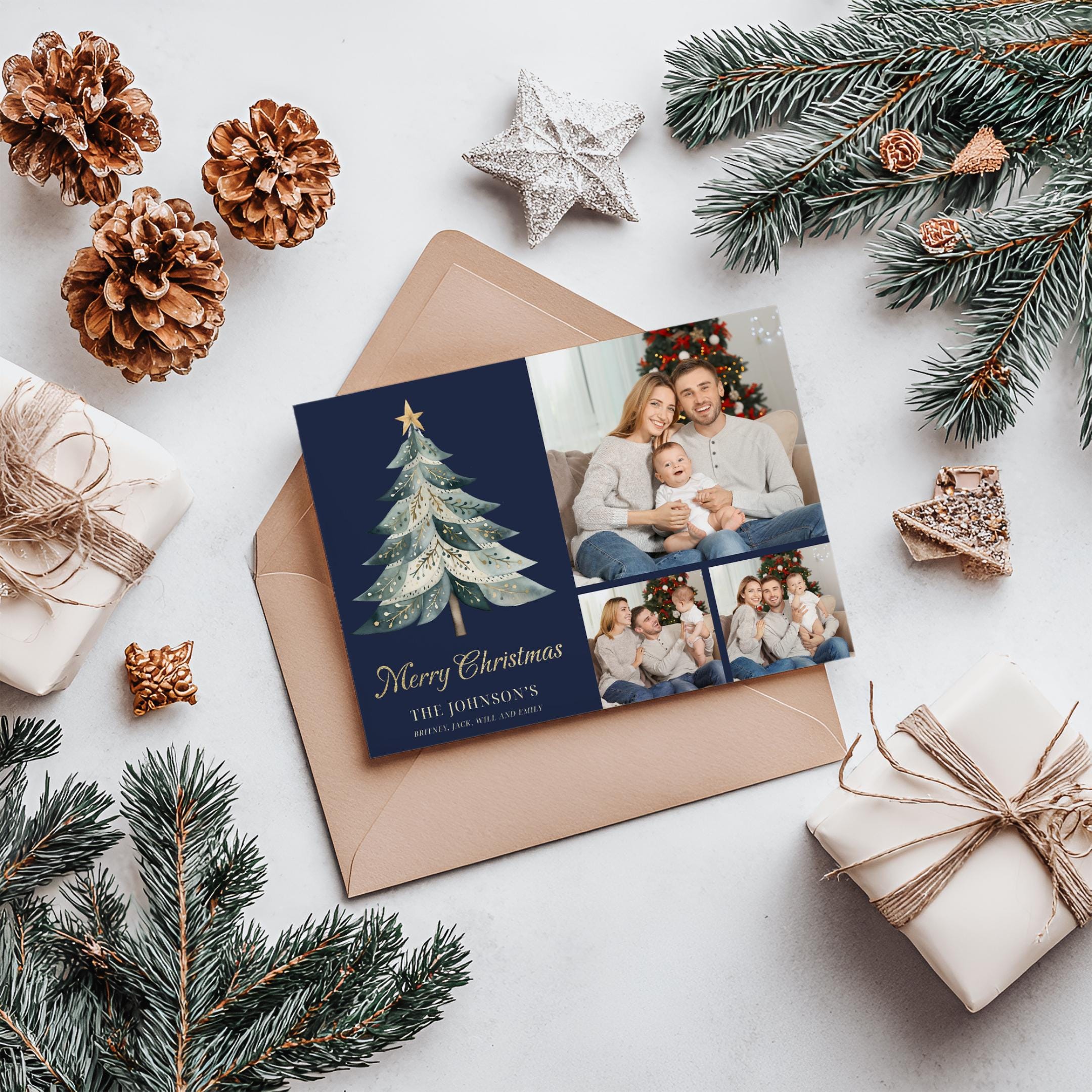 Tree Photo Cards Christmas Tree Photo Card Template: Holiday Card (digital) - Etsy