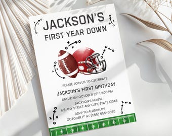 First  Year Down Birthday Invitation: Customizable Digital Template (5x7, Mobile)