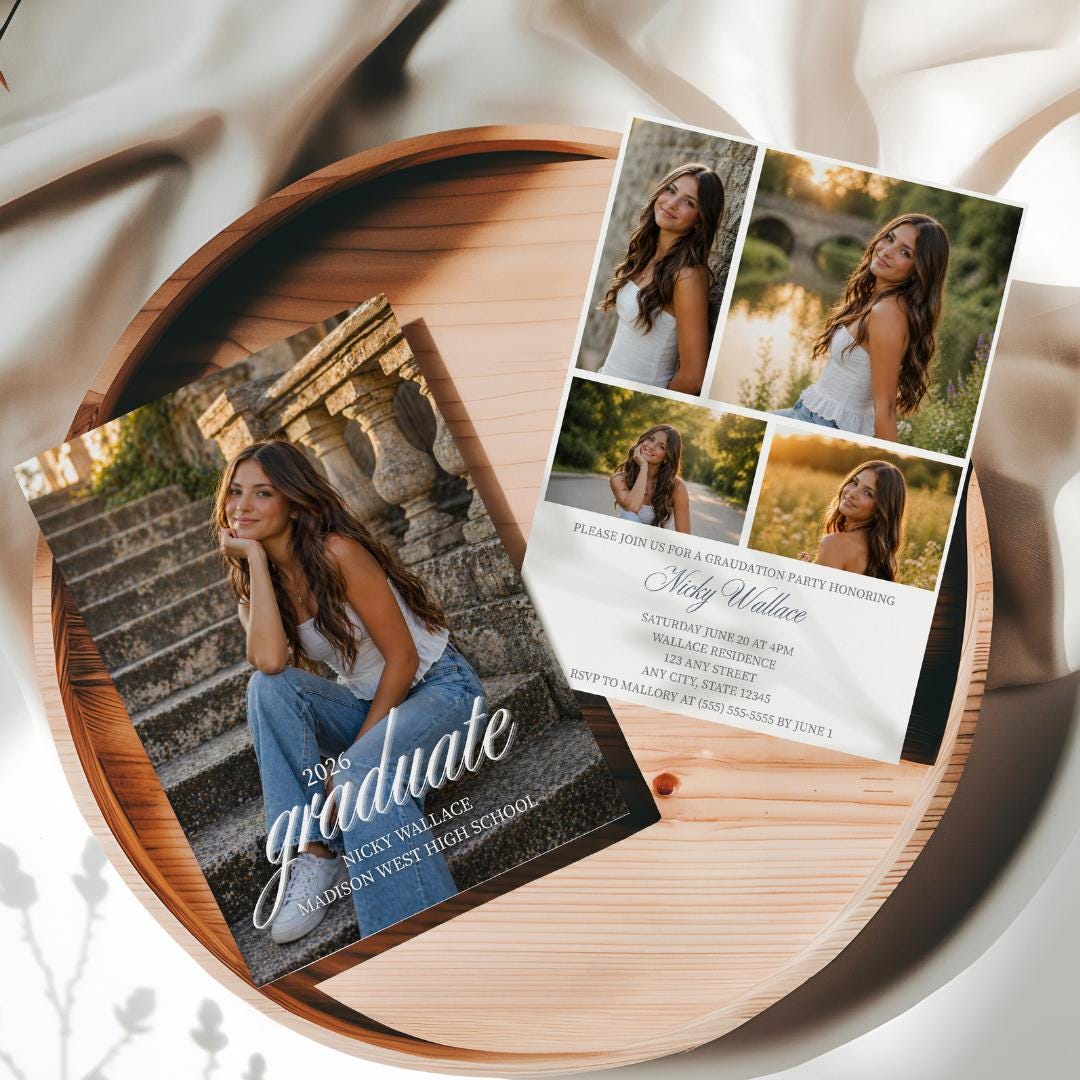 Modern Minimalist Graduation Party Invitation: Graduation Digital ...