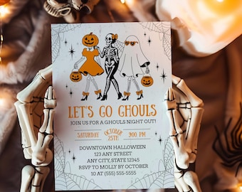 Ghouls Night Out Invitation: Spooky Halloween Girls Night (Digital Invite, Editable Template)