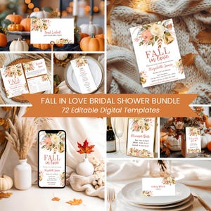 Fall In Love Bridal Shower Party Bundle, Fall In Love Bridal Shower Invitation, Fall In Love Bridal Shower, Bridal Shower, Editable Template