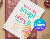 Ice Cream Birthday Invitation: Editable Canva Template (Digital Download)