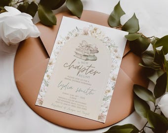 A New Chapter Bridal Shower Invitation: Book Theme (Digital Invite, Editable Template)