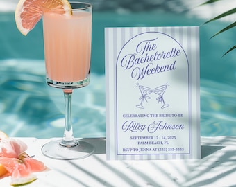 Bachelorette Weekend Invitation Template: Editable Bachelorette Invite (Digital Download 5x7)