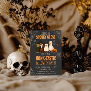 Spooky Goose Halloween Party Invitation, Spooky Goose Halloween, Spooky Goose, Silly Goose, Halloween Invite, Editable Template, Digital