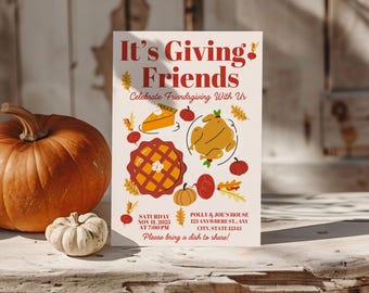 Invitación para Friendsgiving: Invitación moderna para el Día de Acción de Gracias (Plantilla digital)