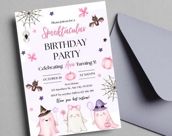 Spooktacular Halloween Birthday Party Invitation: Editable Digital Template
