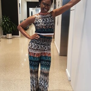 High Waist Pants and Crop Sleeveless Top zz147
