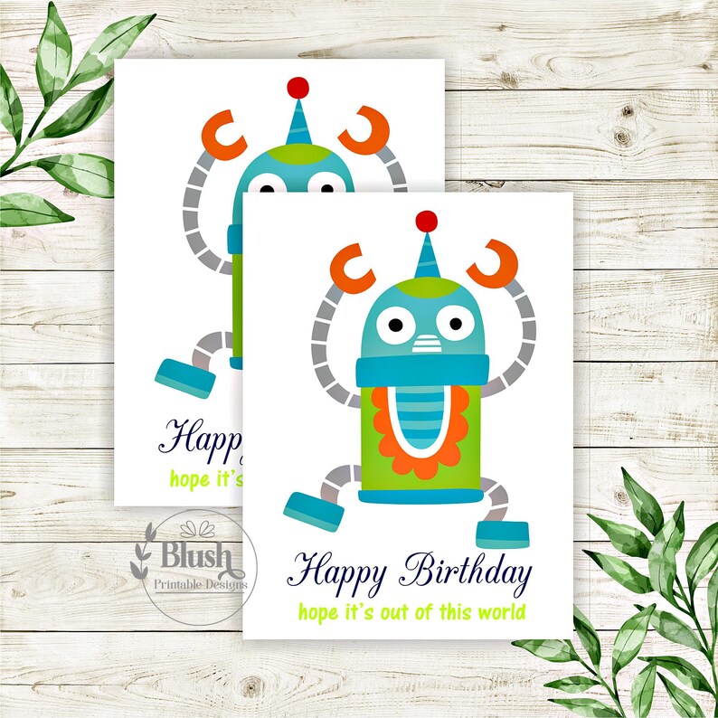 Robot Birthday Printable Card,fun Birthday Card,greeting Cards ...