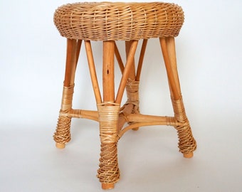 wicker stool chair natural wicker gift for her kitchen