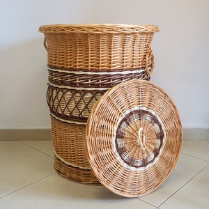 LARGE Wicker Laundry Basket – Handmade Rattan Hamper – Family Size Storage Bin – Eco Organizer – Fully Assembled – Rustic Home